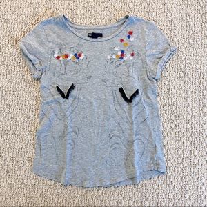 GAP Grey Tiger & Embroidered Floral Tee